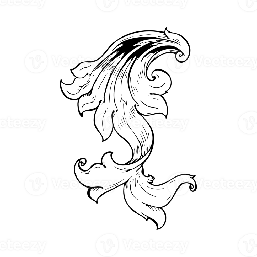 traditional hand drawn floral swirl png