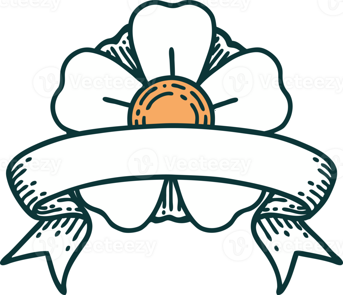 tattoo with banner of a flower png