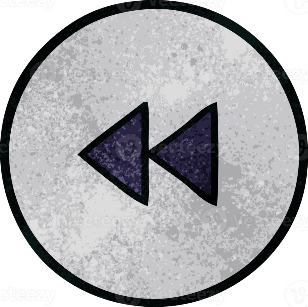retro grunge texture cartoon rewind button png