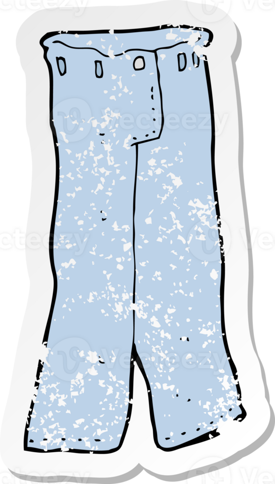 retro distressed sticker of a cartoon pair of jeans png