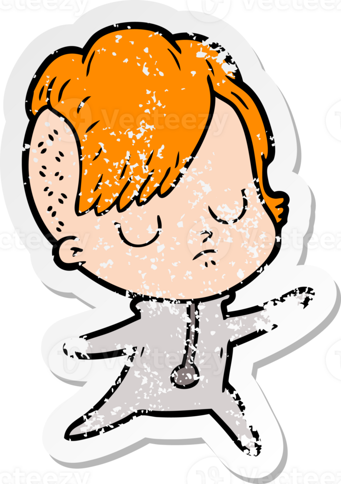 distressed sticker of a cartoon woman png