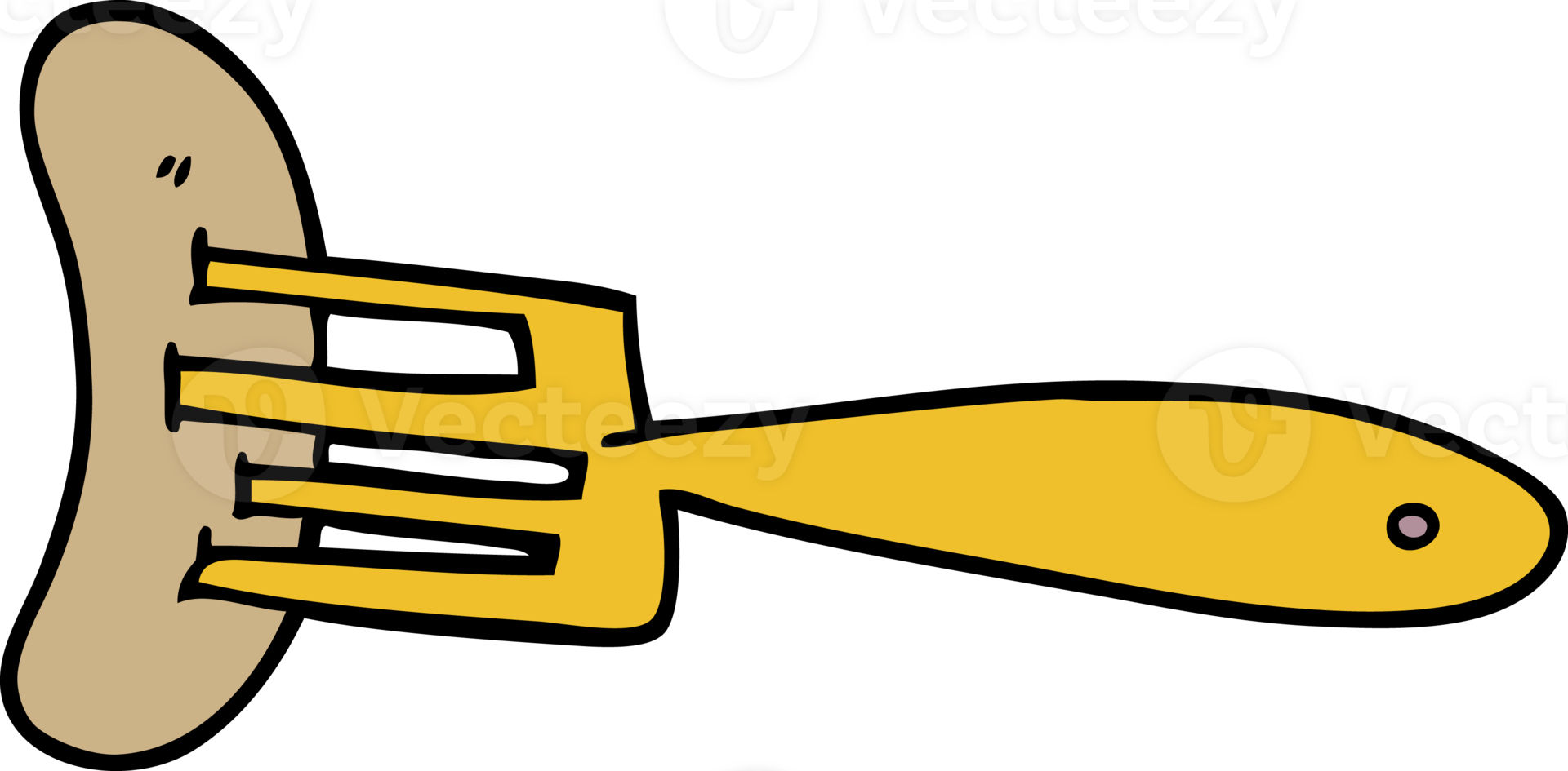 cartoon doodle banger on fork png