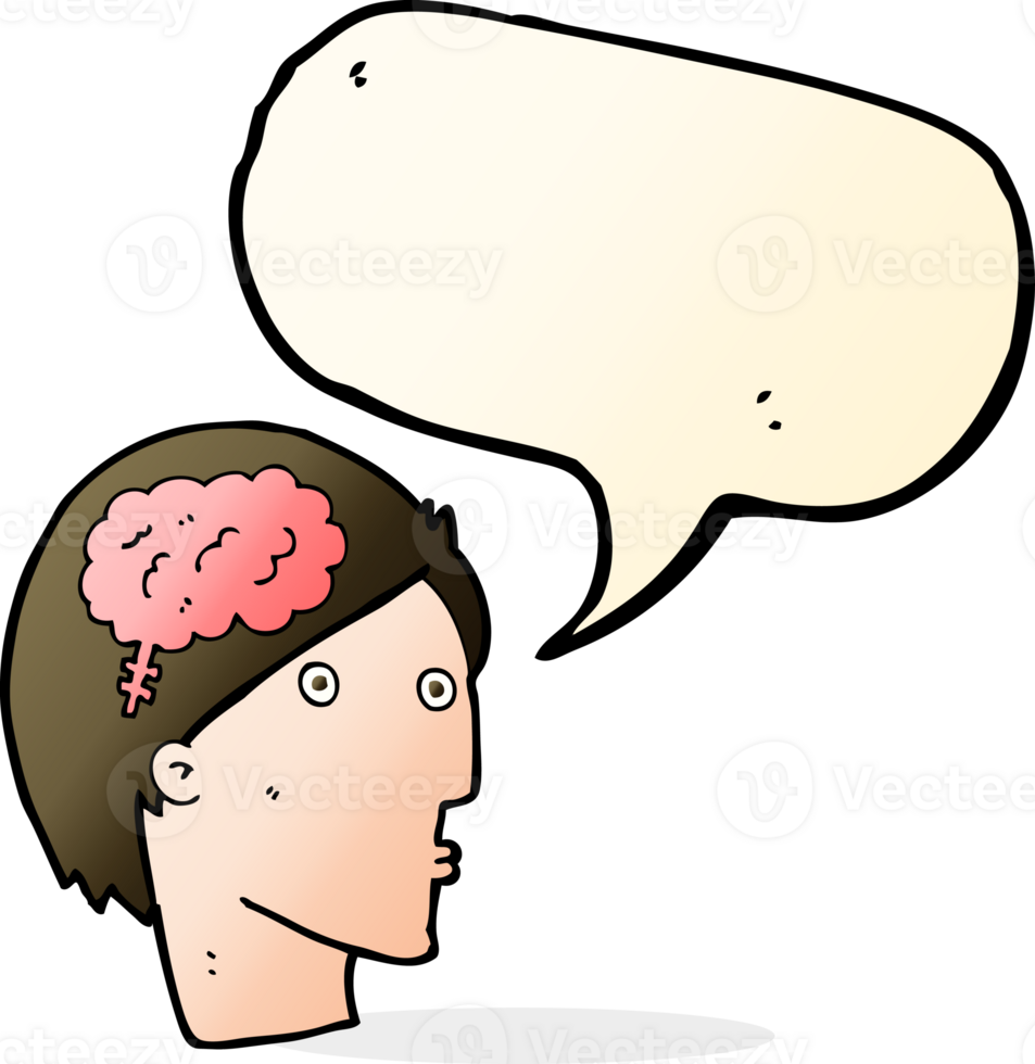 cartoon man with brain symbol with speech bubble png