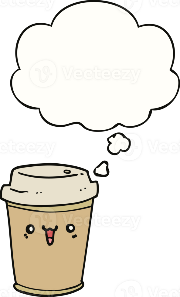 cartoon take out coffee and thought bubble png