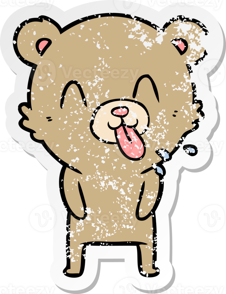 distressed sticker of a rude cartoon bear png