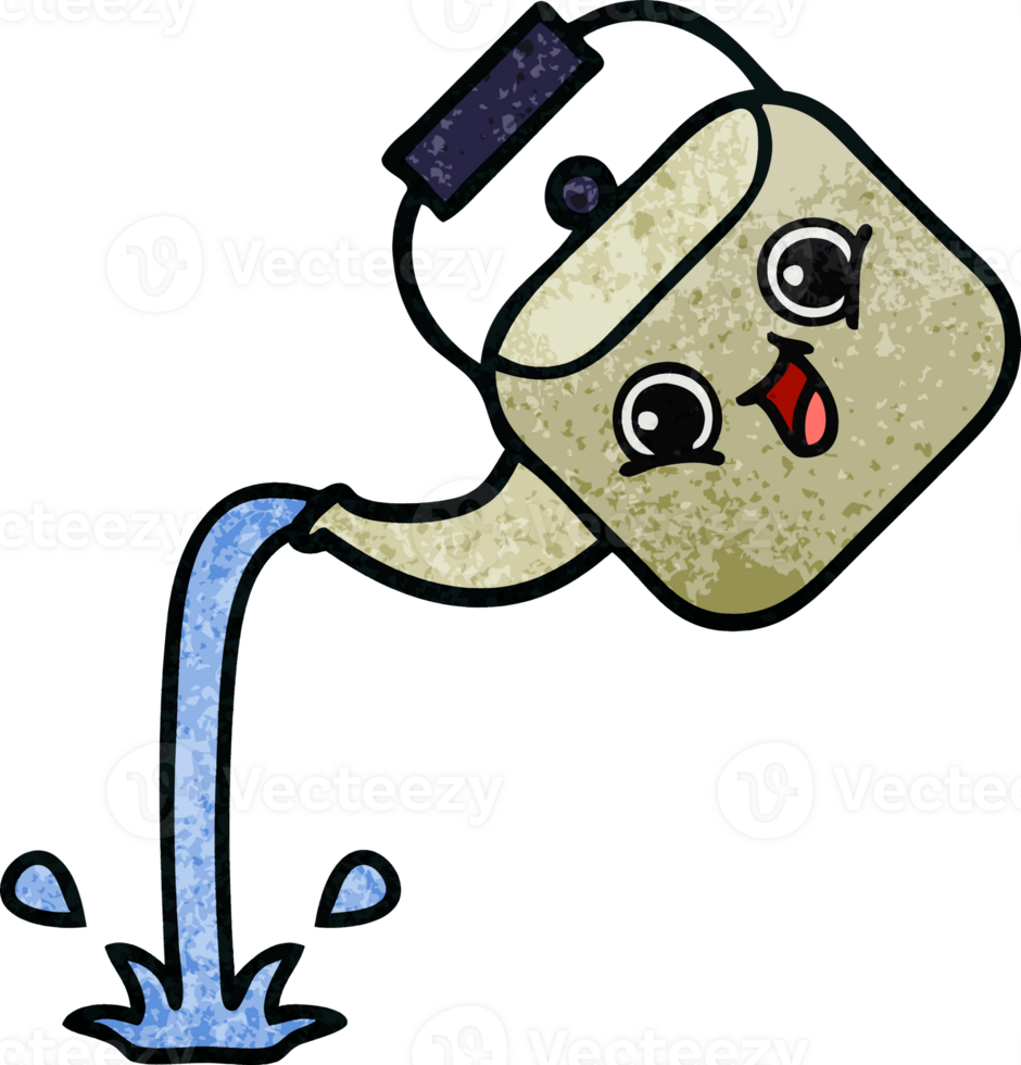 retro grunge texture cartoon pouring kettle png