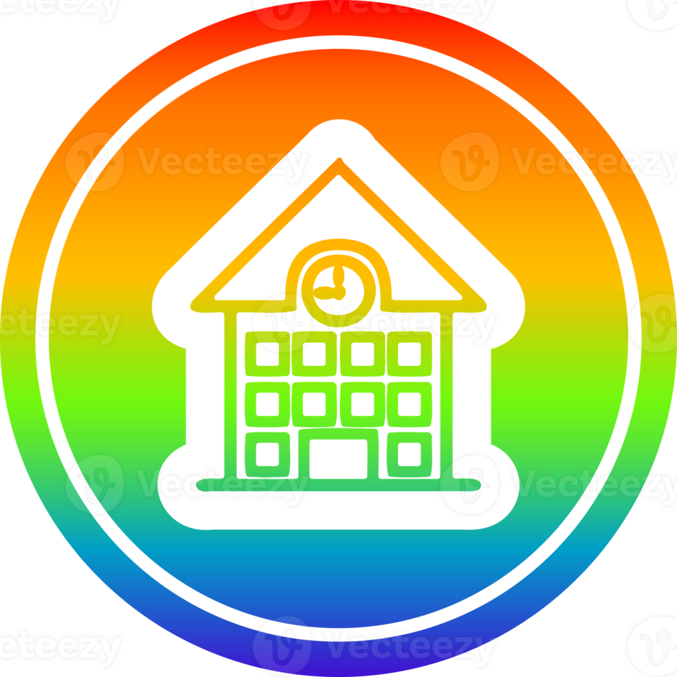 casa da escola circular no espectro do arco-íris png