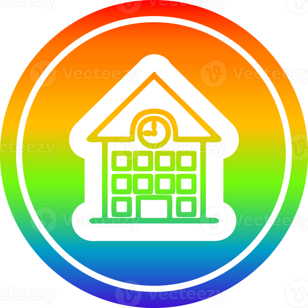 school house circular in rainbow spectrum png