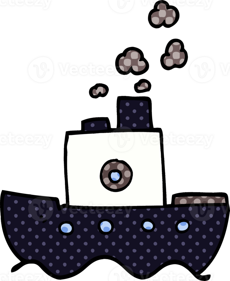 cartoon doodle steam boat png