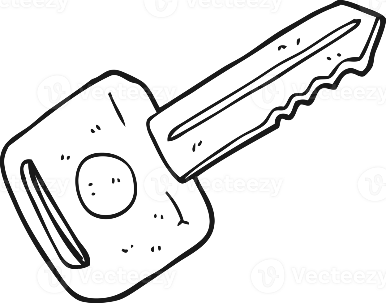 black and white cartoon car key png