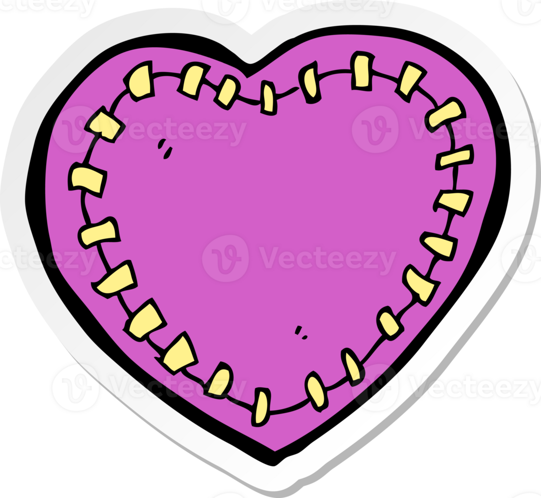 sticker of a cartoon stitched heart png