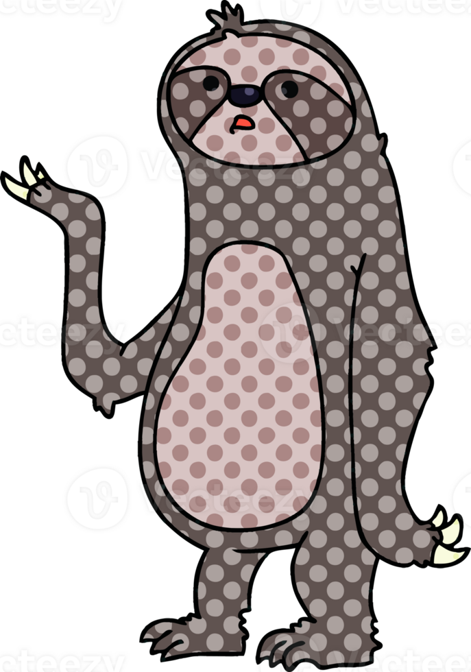quirky comic book style cartoon sloth png
