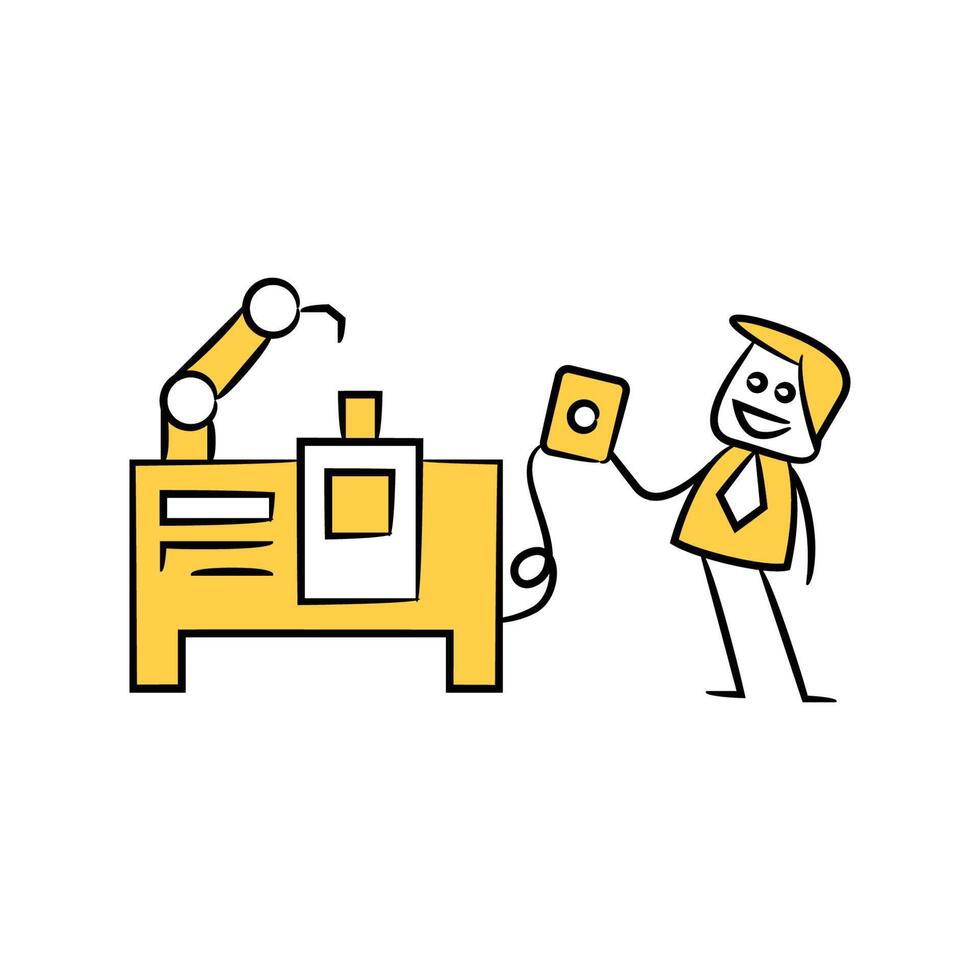 a man controlling industrial machine vector