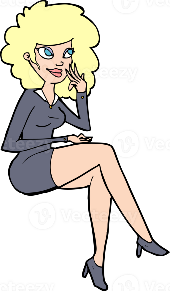 cartoon office woman sitting png