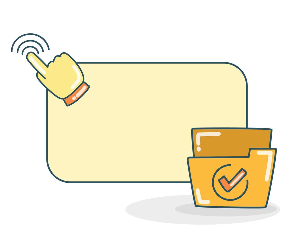 secured folder and finger with blank board vector