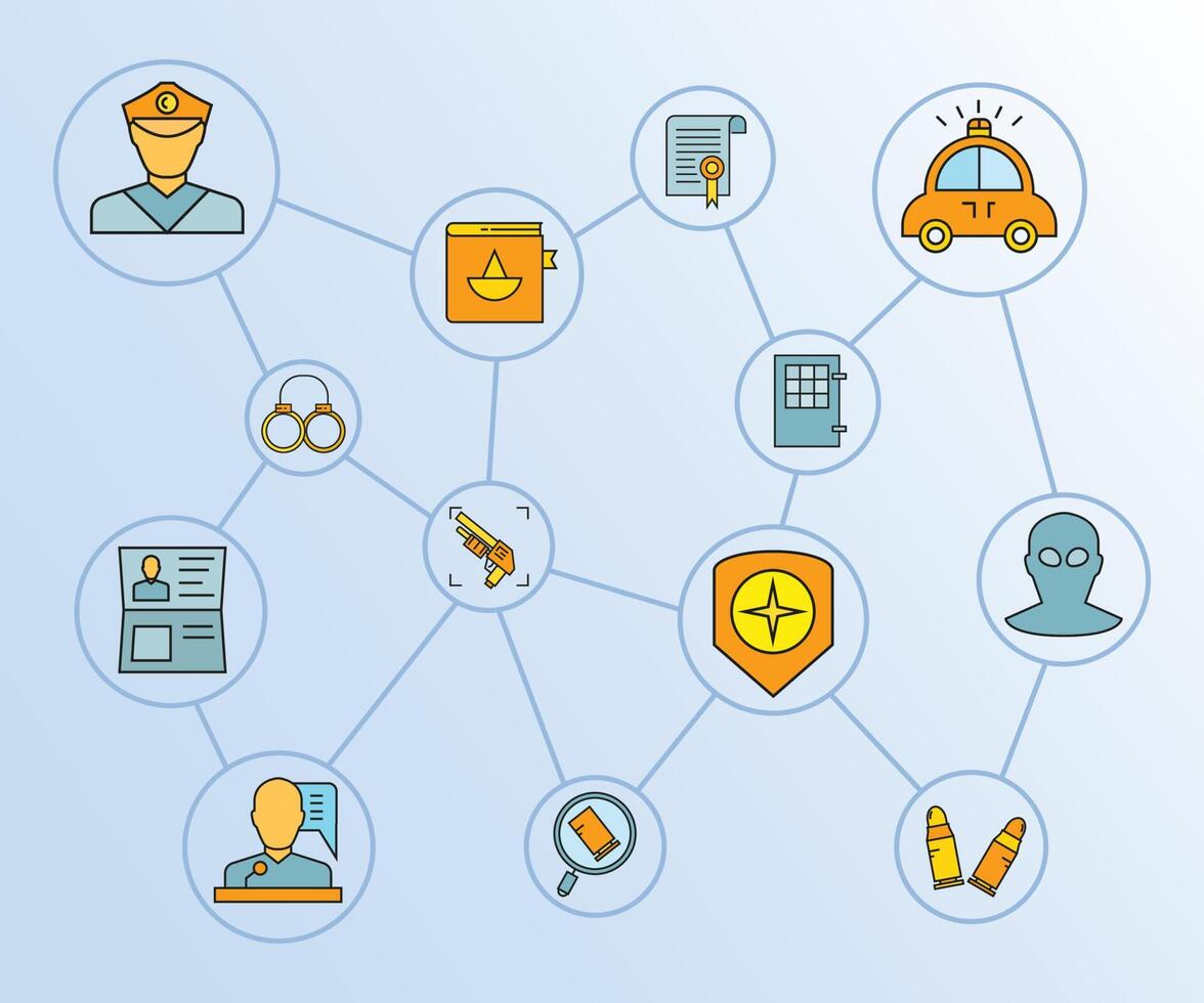 law and justice diagram icons vector
