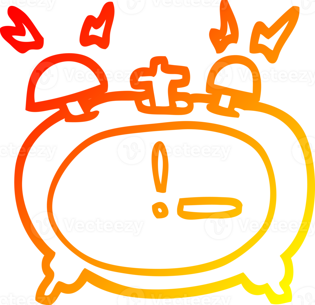 warm gradient line drawing cartoon ringing alarm clock png
