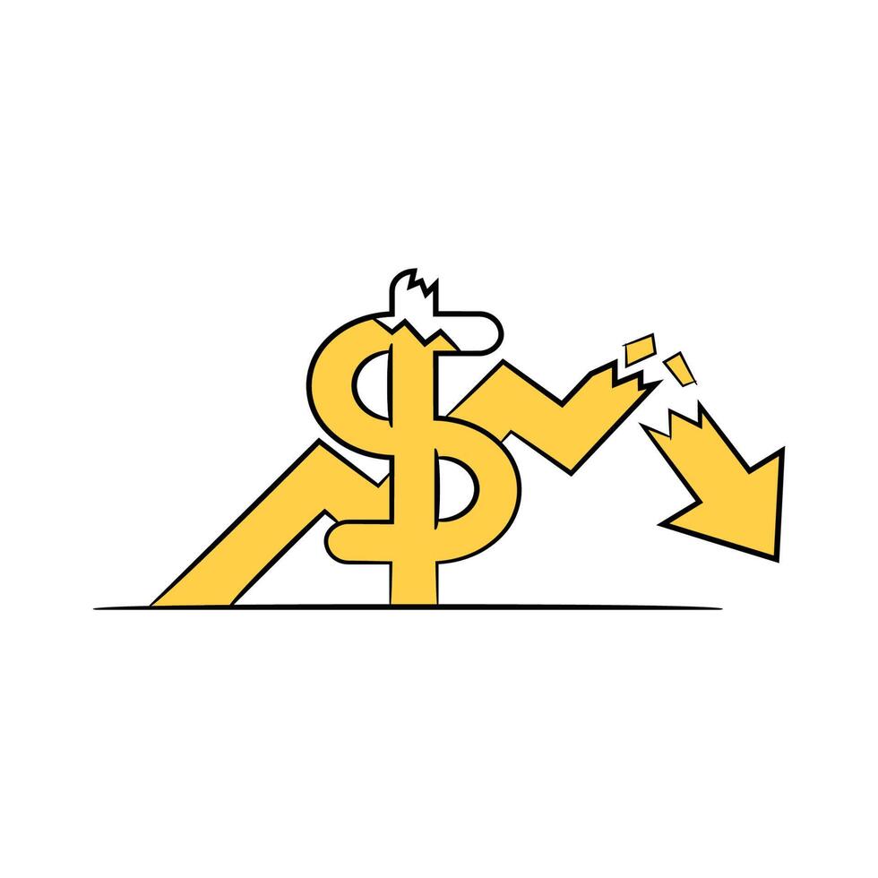 dollar and financial crisis illustration vector