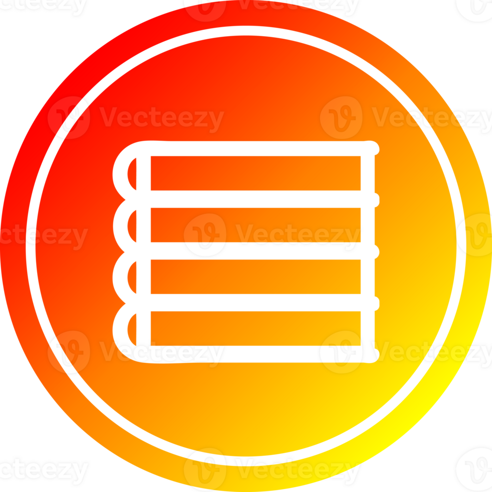 stack of books circular in hot gradient spectrum png