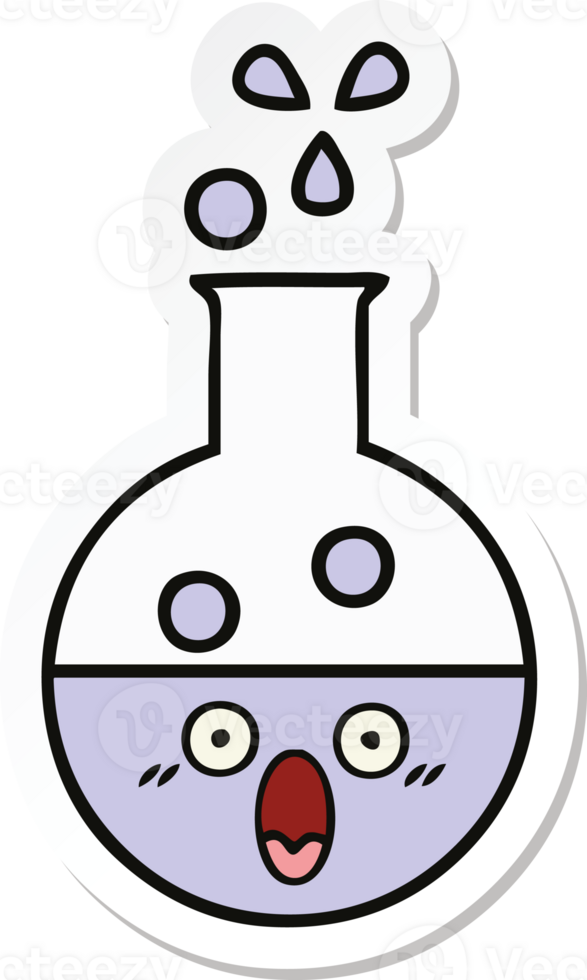 sticker of a cute cartoon test tube png