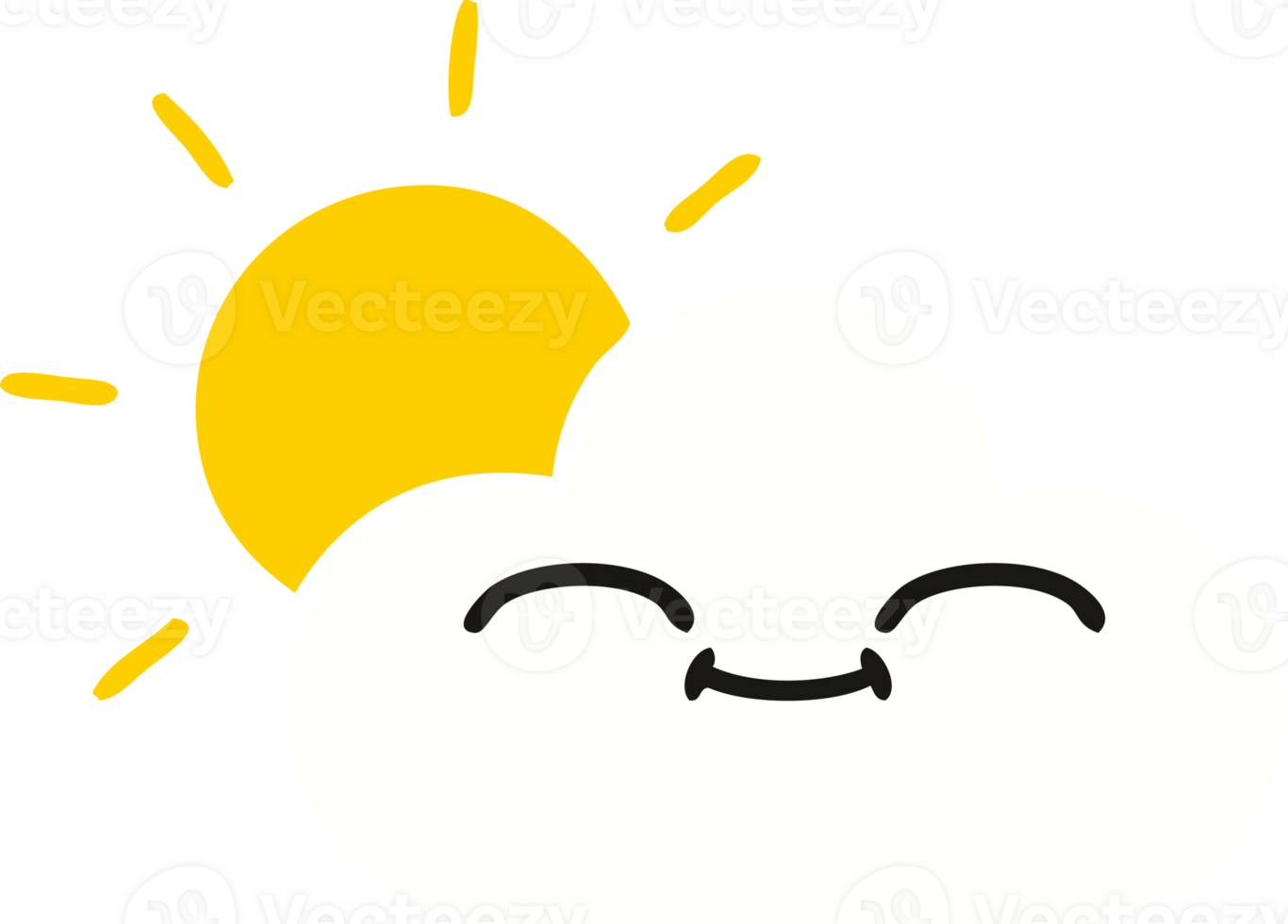 flat color retro cartoon sunshine and cloud png