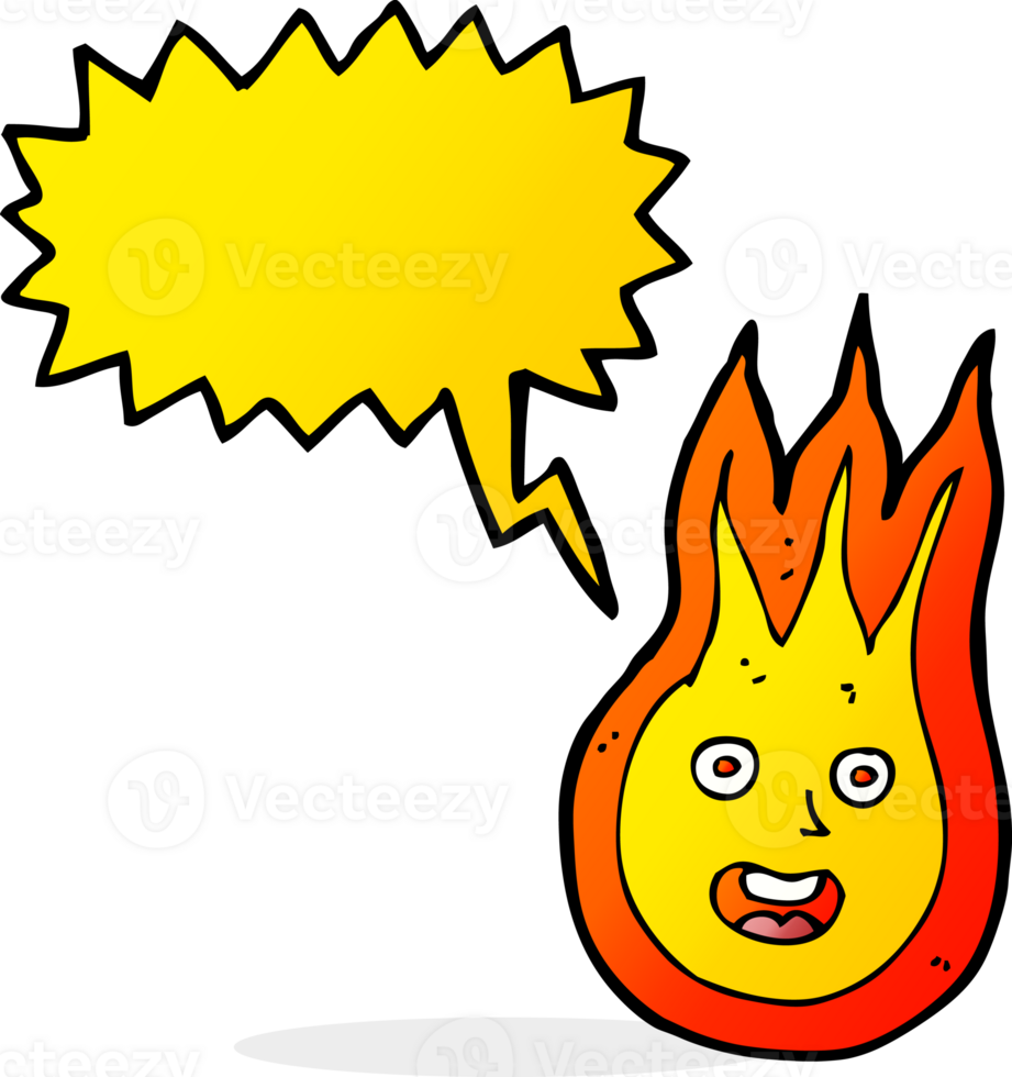cartoon friendly fireball with speech bubble png