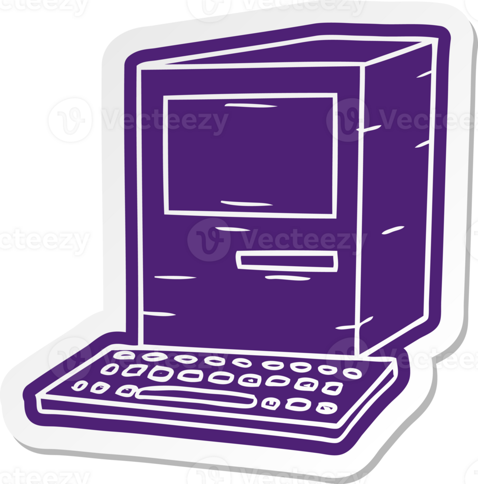 cartoon sticker of a computer and keyboard png