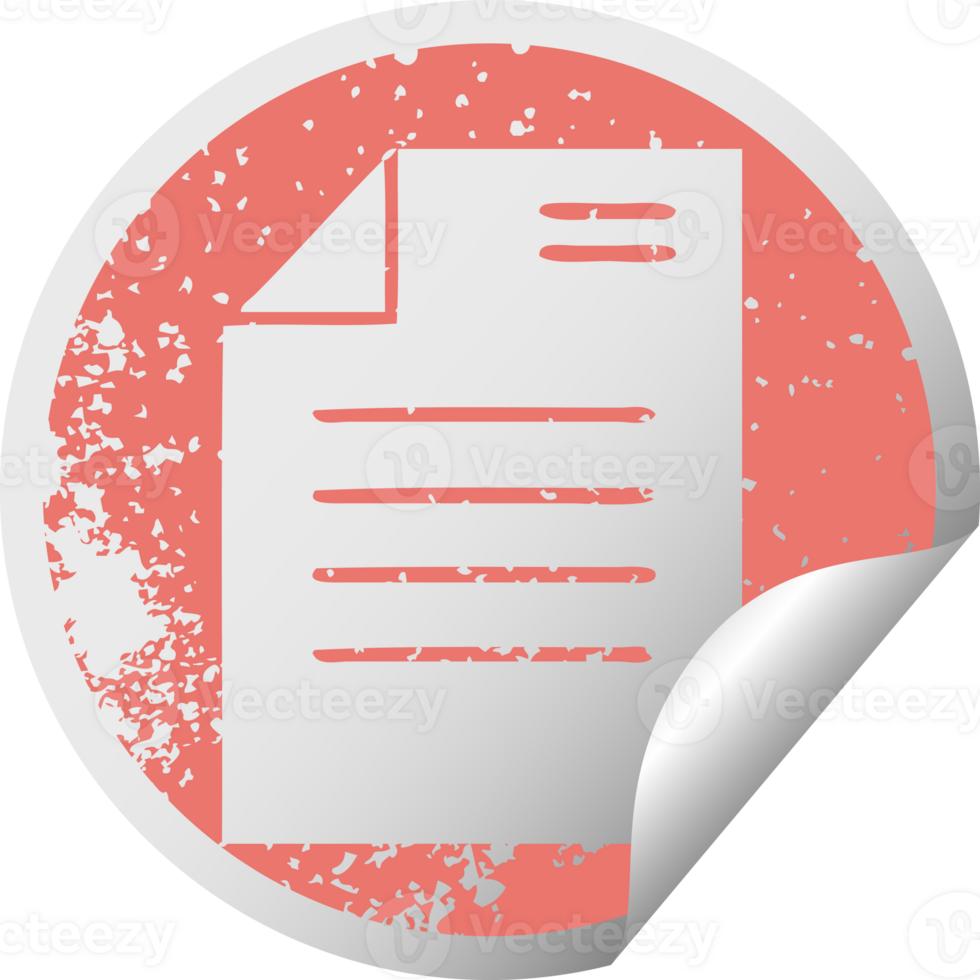 distressed circular peeling sticker symbol sheet of paper png