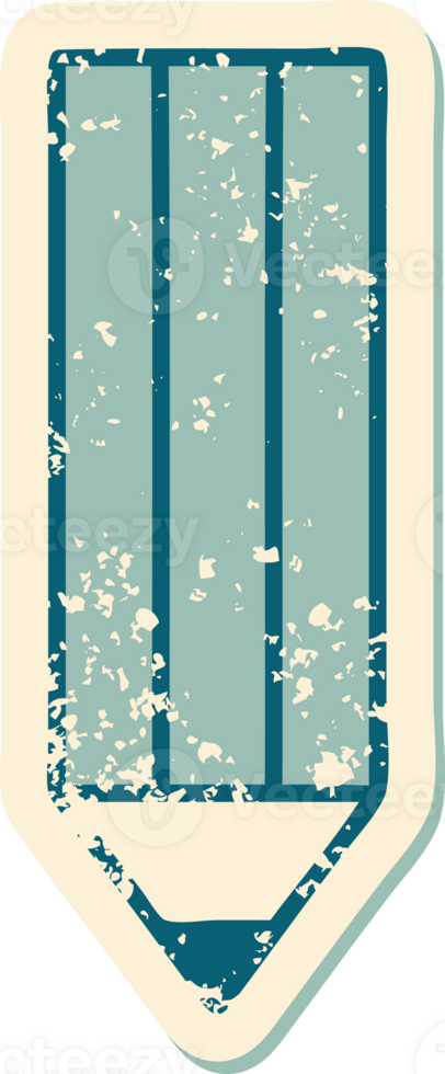 distressed sticker tattoo style icon of a pencil png