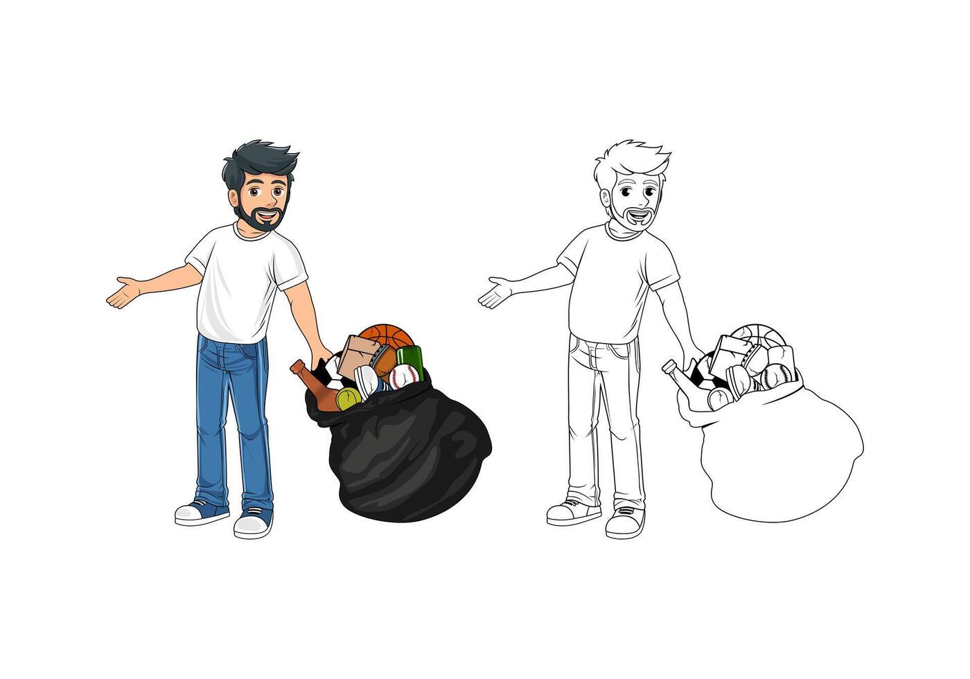 Cartoon Character and Trash Design Illustration vector