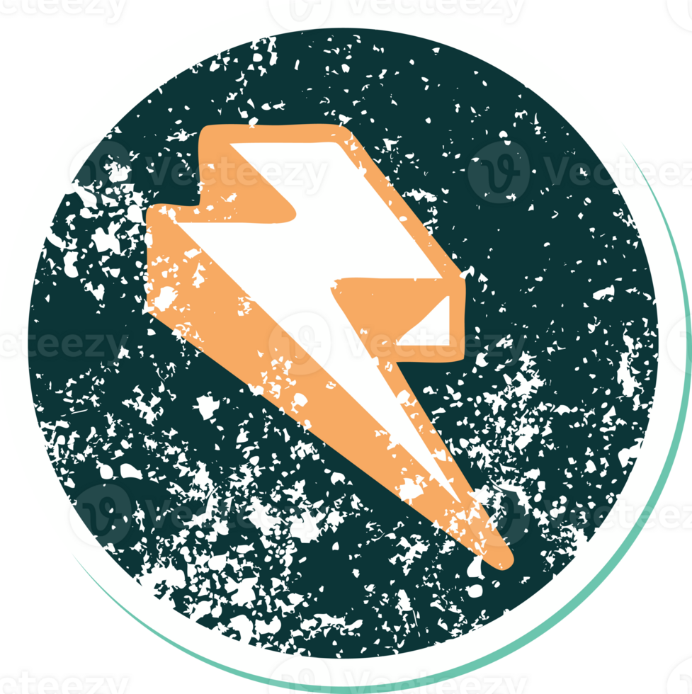 distressed sticker tattoo style icon of lightning  bolt png