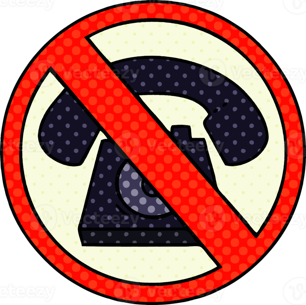 comic book style cartoon no phones allowed sign png
