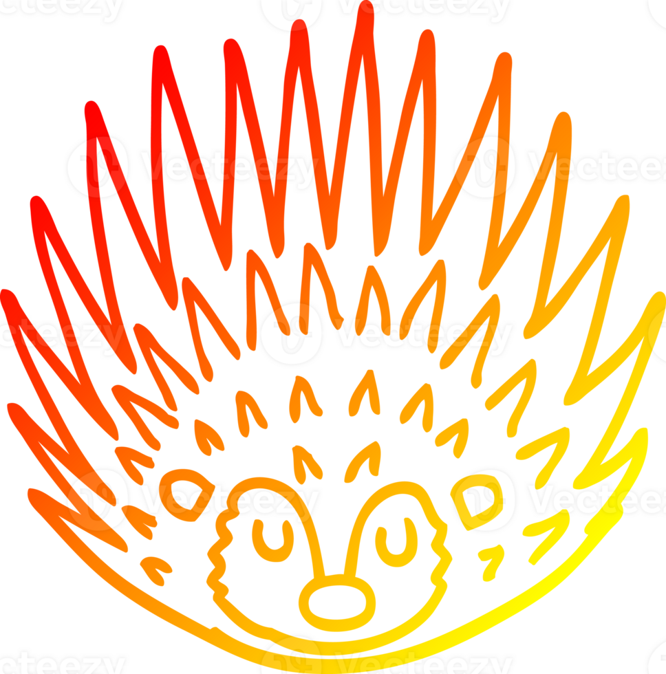 warm gradient line drawing cartoon spiky hedgehog png