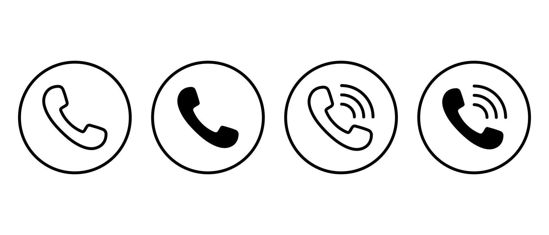 Phone communication icon on circle line. Telephone, handset, contact us concept vector
