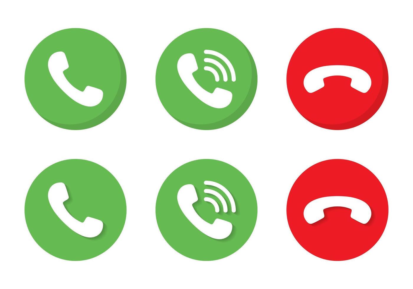 Phone, telephone, handset icon set with shadow vector