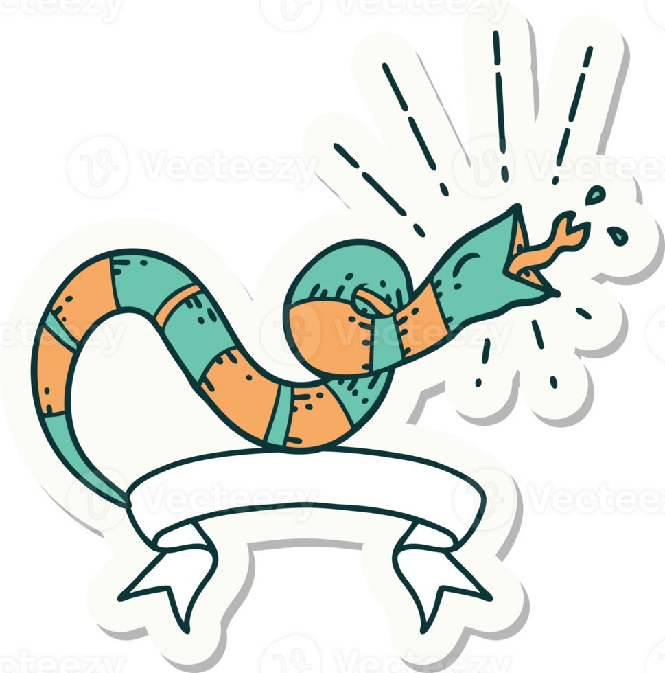 sticker of tattoo style hissing snake png