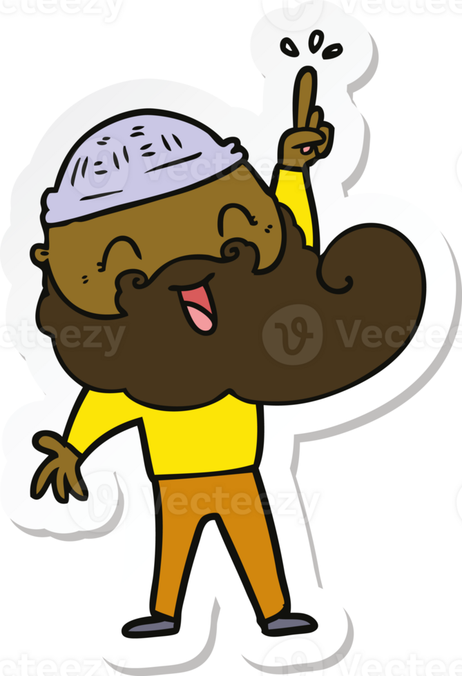 sticker of a happy bearded man with great idea png