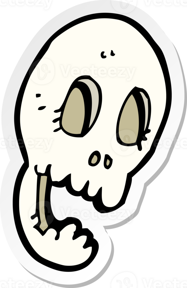 sticker of a funny cartoon skull png