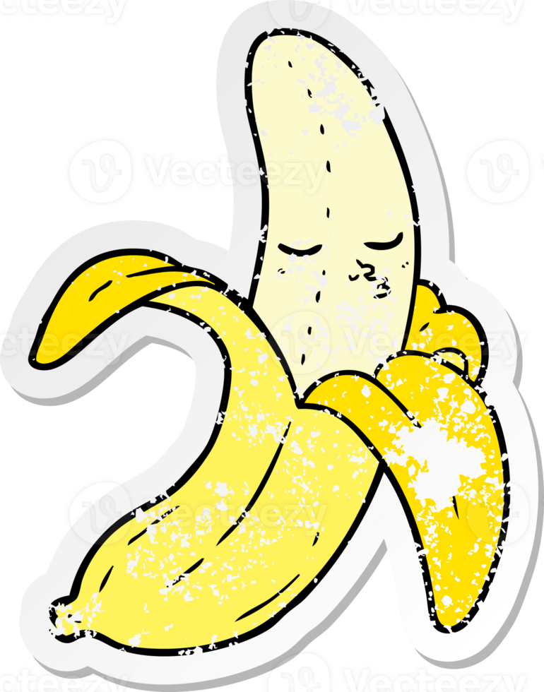 distressed sticker of a cartoon banana png