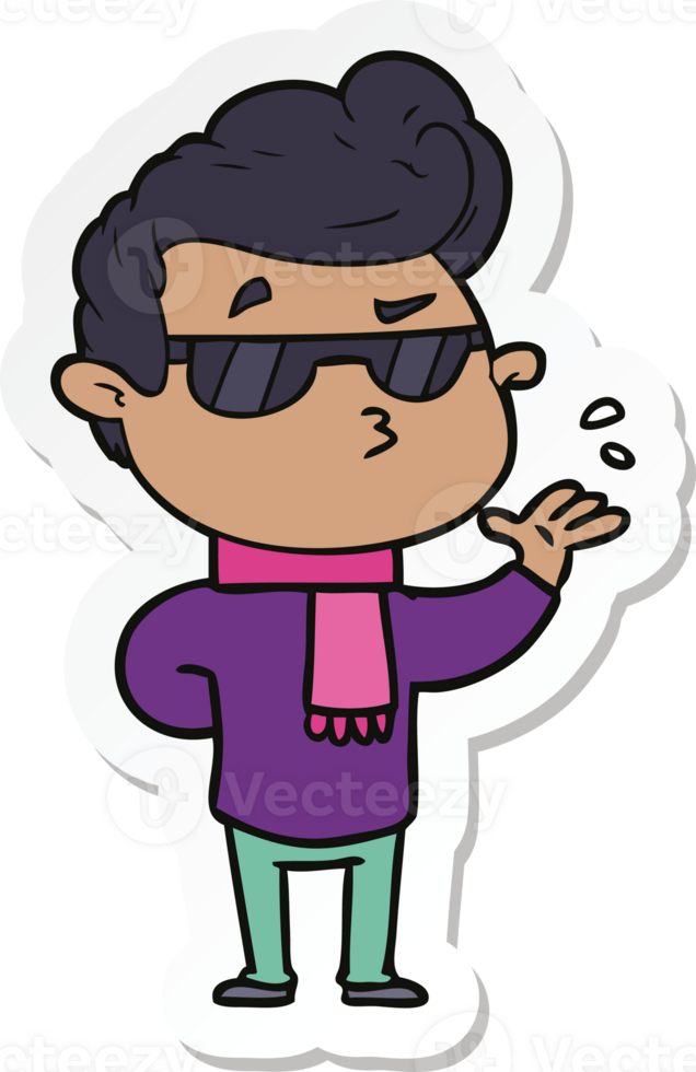sticker of a cartoon cool guy png