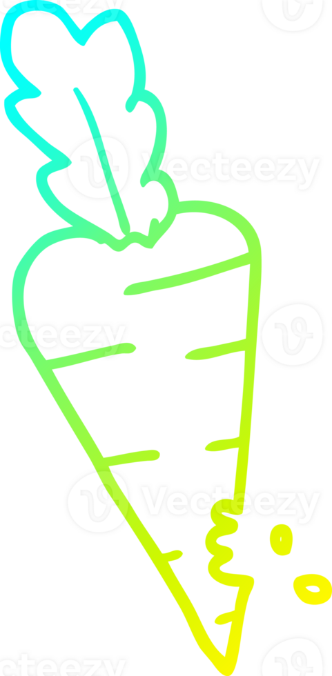 cold gradient line drawing cartoon carrot with bite marks png