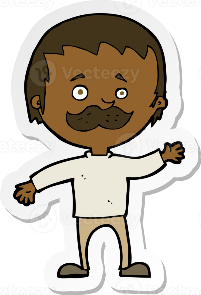 sticker of a cartoon man with mustache waving png