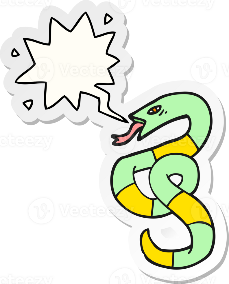 hissing cartoon snake and speech bubble sticker png