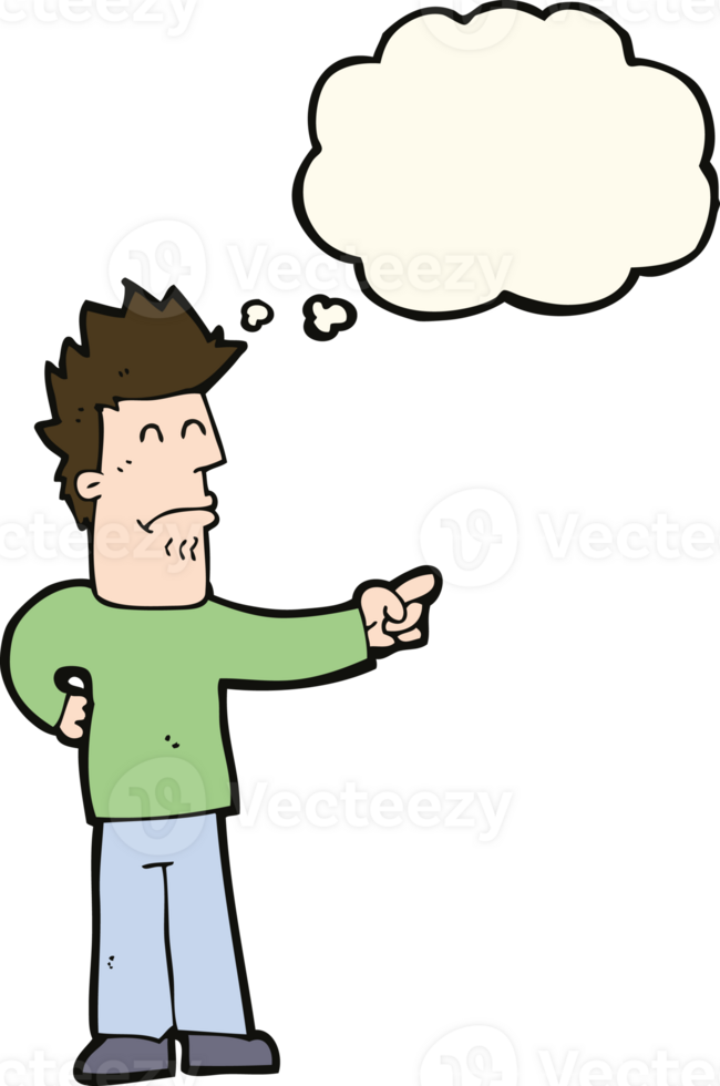 cartoon man pointing with thought bubble png