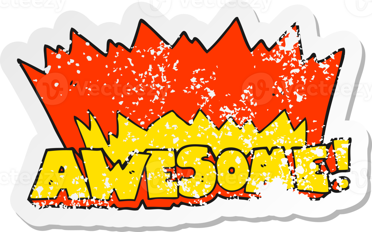 retro distressed sticker of a awesome cartoon symbol png