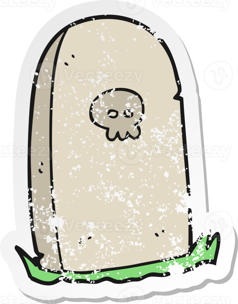 retro distressed sticker of a cartoon grave png