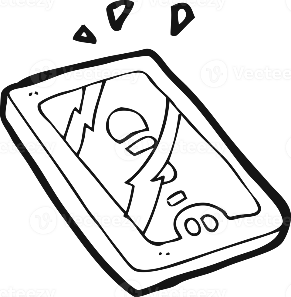black and white cartoon tablet device png