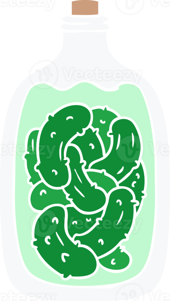 cartoon doodle jar of pickled gherkins png