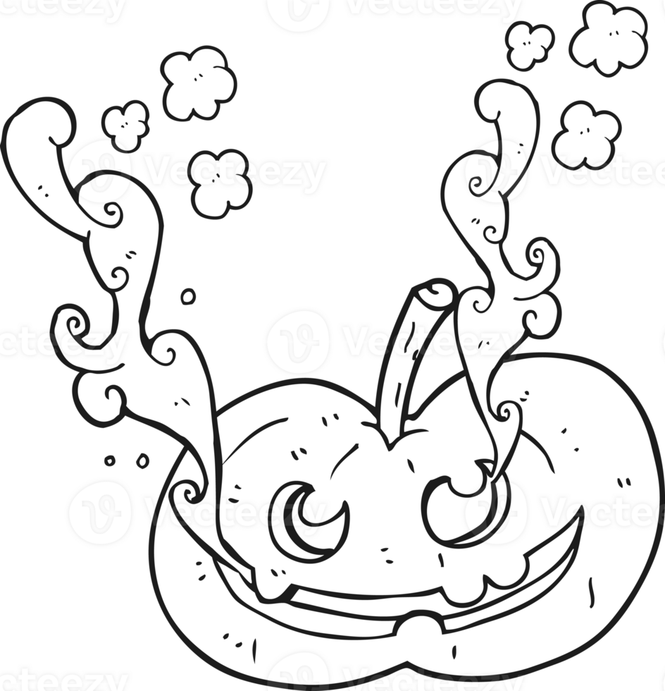 black and white cartoon halloween pumpkin png