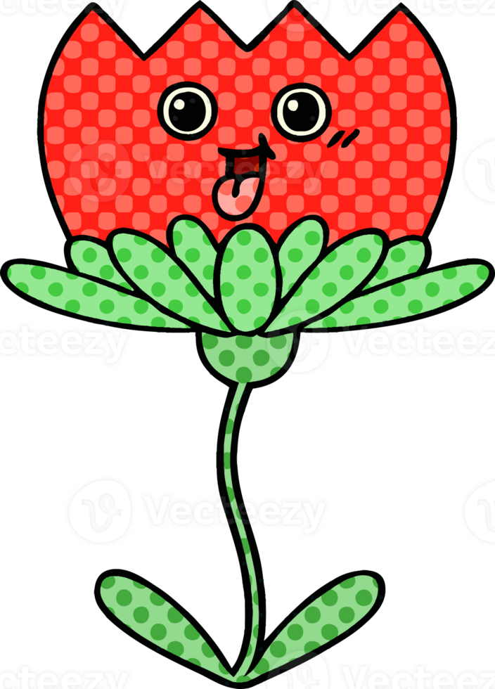 comic book style cartoon flower png